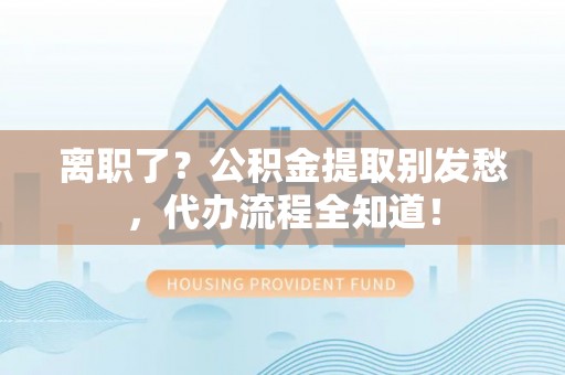 宁都离职了？公积金提取别发愁，代办流程全知道！